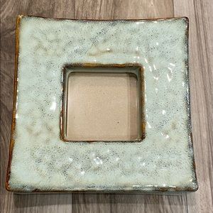 Pale Aqua Blue Thick & Heavy Ceramic Square Picture Frame w/ Curved Corners‎